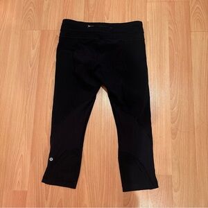 lululemon athletica Wunder Train Mesh Panel Black Leggings Cropped